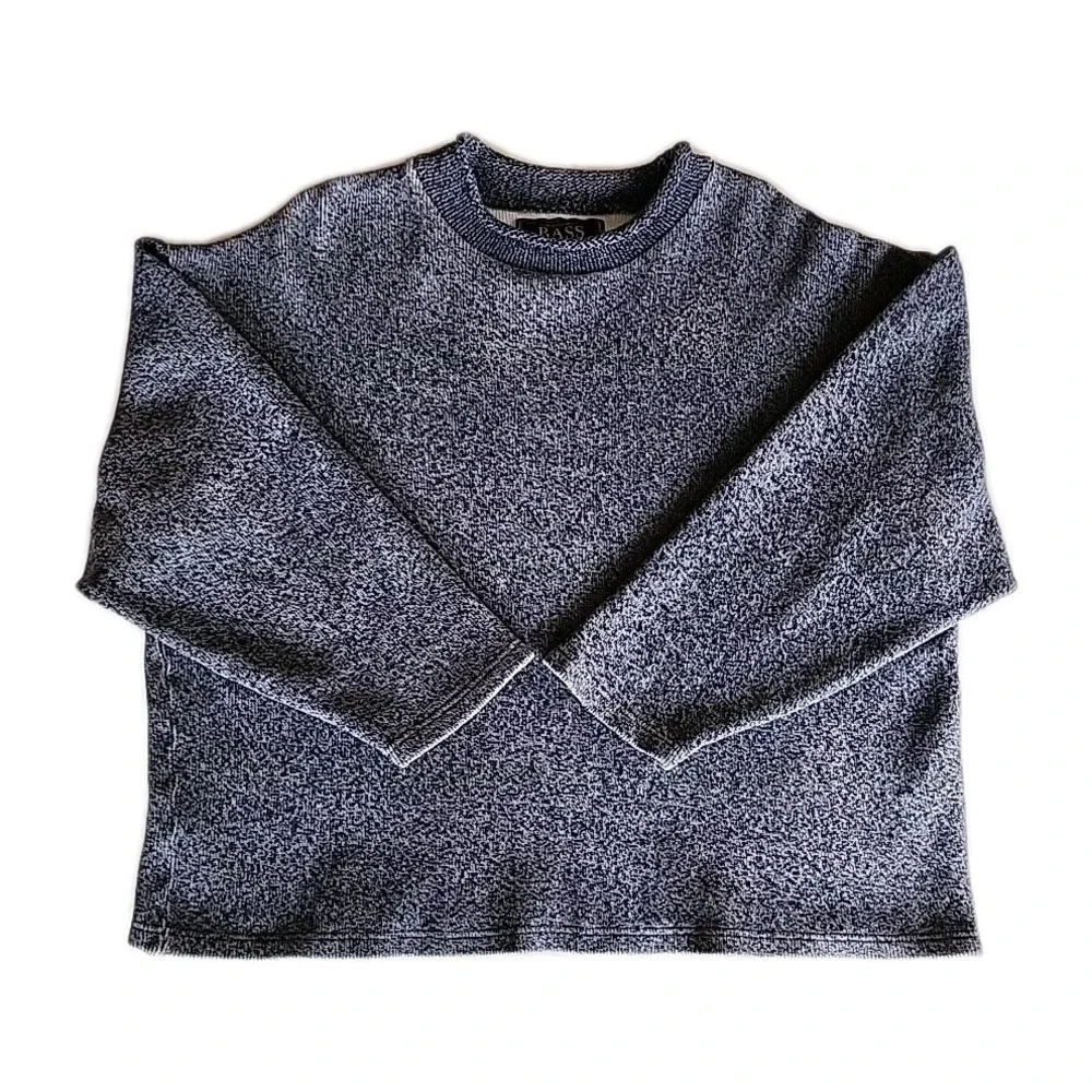 VTG 90s Y2K Roll Neck Sweater Mens Sz L Blue Slouchy Boxy Fisherman Indie Grunge